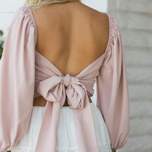 Morning Lavender Paulina Puff Sleeve Blouse NWT